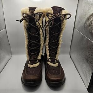 UGG Womens Capstone Brown Sheepskin Leather Boots Winter Snow Comfort Size 7